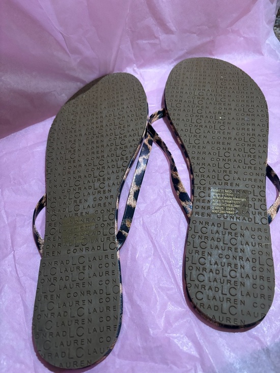 LC Lauren Conrad Leopard Print Slim-Strap Sandals - Black and Brown - Picture 3 of 6